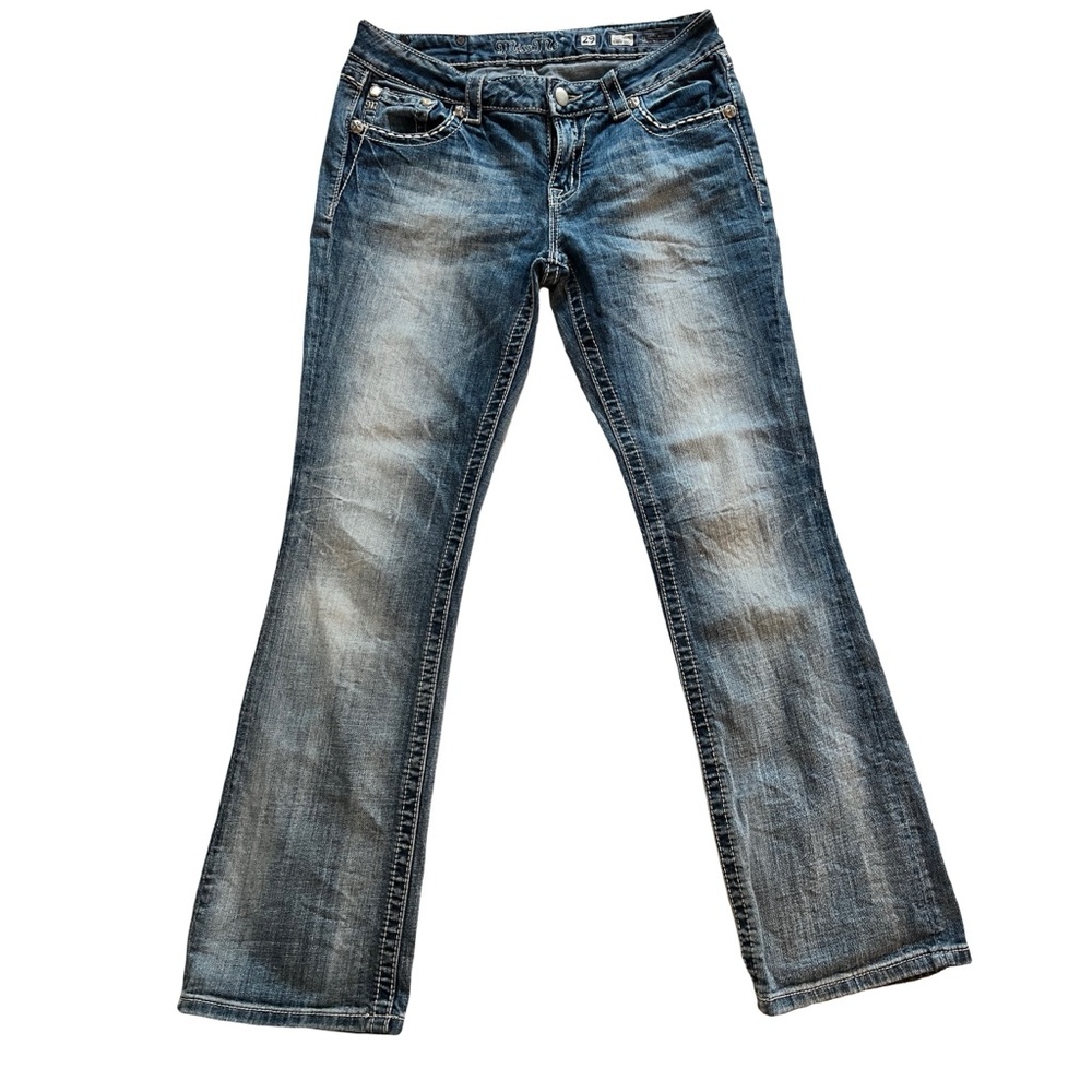 Miss Me JE5786EL style Flap Pocket contrast stitch dazzle Blue Jeans Sz 29
